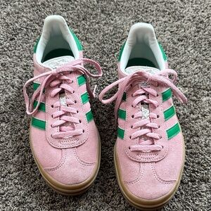 Adidas Women's Pink and Green Suede Sneakers